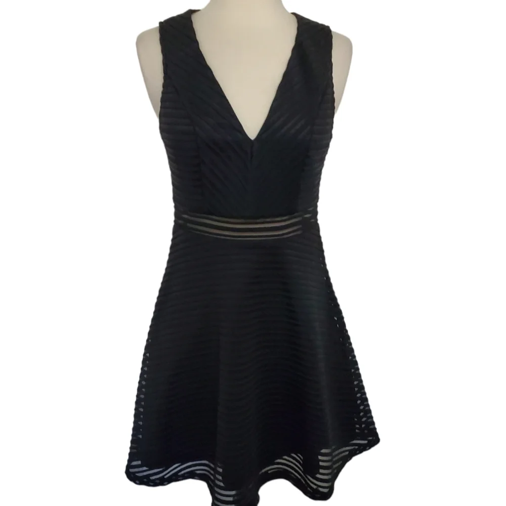 Lulus Dress Black Ribbed Sleeveless Flirty Fit and Flare Waist Detail Sz S - Picture 3 of 14